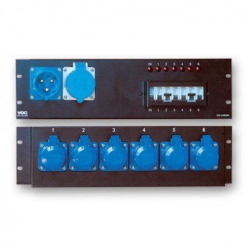 VDC 32A Rack Distro (32a IN/OUT - 6x16A)